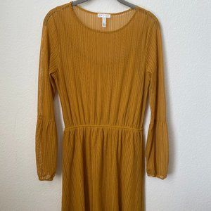 Nordstrom Leith Ribbed Long Sleeve Mustard Yellow Dress